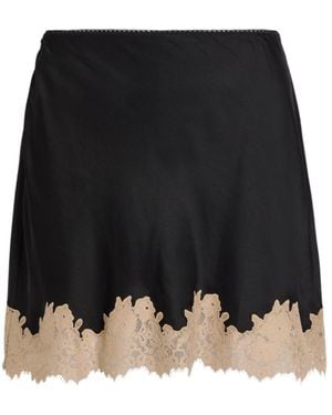 RIXO London Lace-Trim Satin Mini Skirt - Black