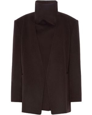Sportmax High-Neck Virgin Wool Jacket - Brown