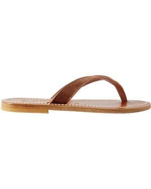K. Jacques Lizard-Effect Leather Sandals - Brown