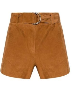 Stand Studio Tan Suede Shorts - Brown