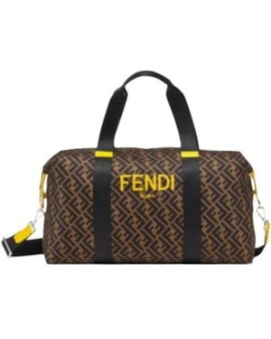 Fendi Kids Roma Ff Motif Travel Bag - Brown