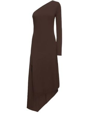 Michael Kors Single-Shoulder Stretch Jersey Dress - Brown