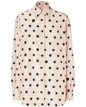 Fendi Falena Dots Printed Long Sleeved Shirt - White
