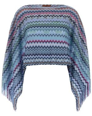 Missoni Zigzag Fringed Cape - Blue