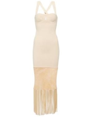 Galvan London Diana Fringed Midi Dress - White