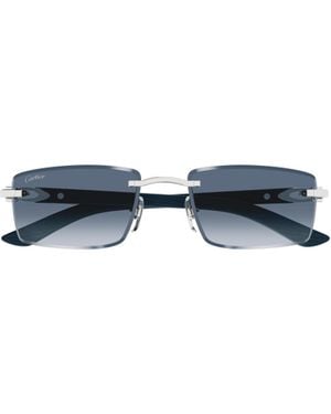 Cartier Frameless Rectangular Frame Sunglasses - Blue