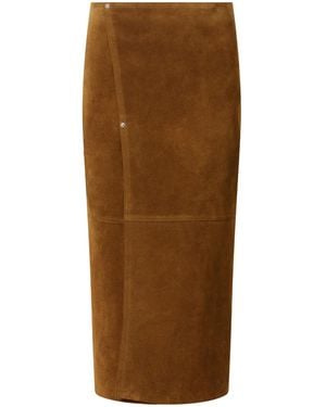 Studio Nicholson Suede Midi Skirt - Brown
