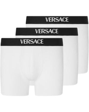 Versace Logo Intarsia Three-Pack Boxers - White