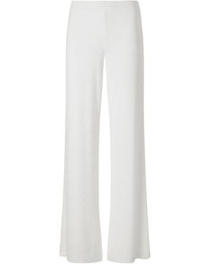 ÉTERNE Easy Lounge Ribbed-Knit Jersey Wide-Leg Trousers - White