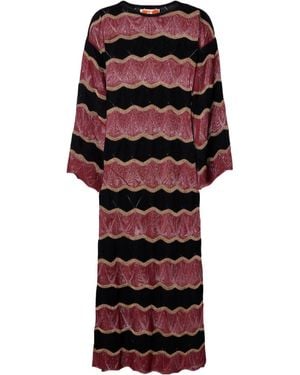 La DoubleJ Hang Ten Cotton-Blend Lamé Kaftan - Red