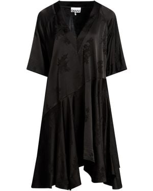 Ganni Loose Patterned Short-Sleeve Dress - Black