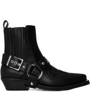 Ganni Pointedtoe Westernstyle Ankle Boots - Black