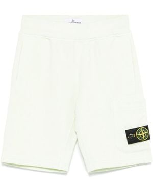 Stone Island Junior Compass-Patch Elasticated Waistband Shorts - White