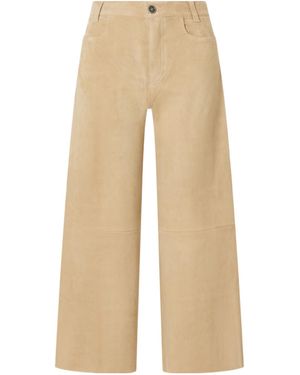 Stouls Suede Wide-Leg Cropped Trousers - Natural