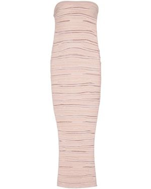 Balmain Knitted Strapless Midi Dress - Pink