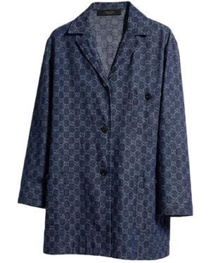 Gucci Gg Cotton Denim Jacquard Jacket - Blue