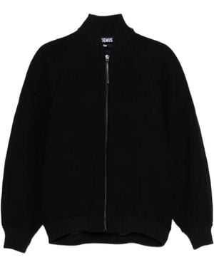 Jacquemus Long Sleeved Zip-Up Jacket - Black