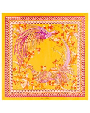 Ferragamo Printed Silk Scarf - Orange