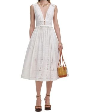 Self-Portrait Broderie Midi Dress - White