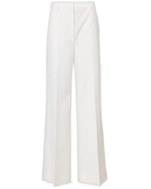 Stella McCartney High-Rise Pleated Wool Wide-Leg Pants - White