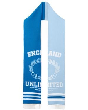 Burberry University Graphic Wool Silk Jacquard Scarf - Blue