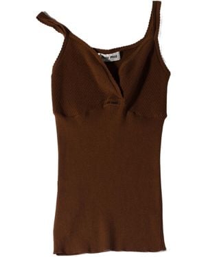 Miu Miu Cotton Knit Top - Brown