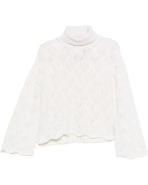 Twinset Cable-Knit Turtleneck Jumper - White