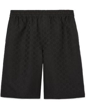 Gucci Gg Canvas Linen Blend Shorts - Black