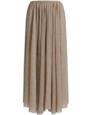Alberta Ferretti Pleated Midi Skirt - Brown