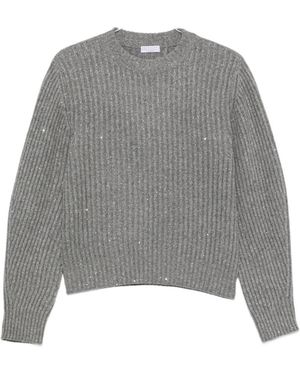 Brunello Cucinelli Sequin-Embellished Ribbed-Knit - Grey