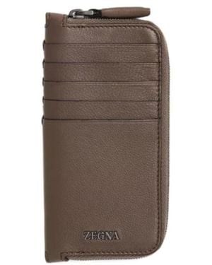ZEGNA Zip-Around Wallet - Brown