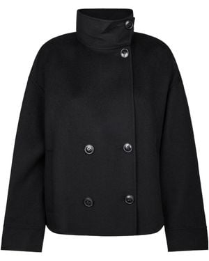 Max Mara Studio Double Breated Pea Coat - Black