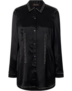 Wales Bonner Satin Shirt With Stud Detailing - Black