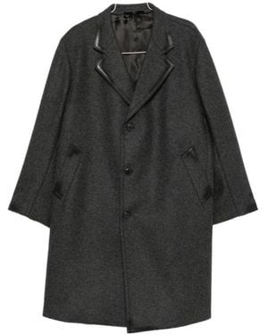 Prada Leather-Trimmed Single-Breasted Coat - Black
