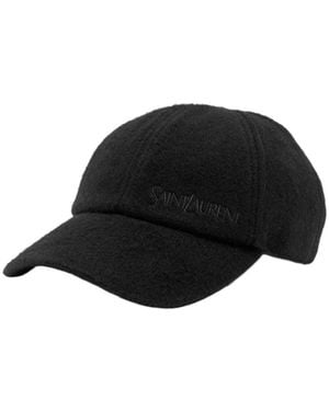Saint Laurent Logo-Embroidered Cashmere Cap - Black