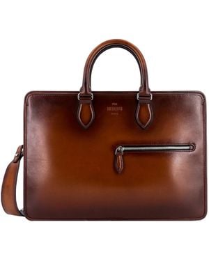 Berluti Logo Embossed Briefcase - Brown