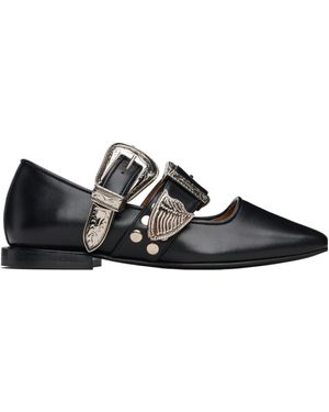 Toga Buckle-Detail Ballet Flats - Black
