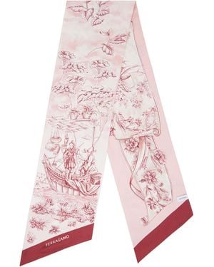 Ferragamo Ferragamo Voyage Print Silk Bandeau Scarf - Pink