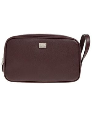 Dolce & Gabbana Logo-Plaque Wash Bag - Purple