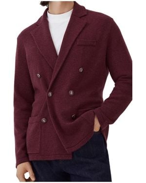 Brunello Cucinelli Double-Breasted Knitted Blazer - Purple