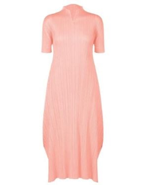 Pleats Please Issey Miyake Pleated A-Line Dress - Pink
