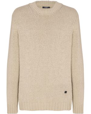 Balmain Textured Crew Neck Knitted Jumper - Natural