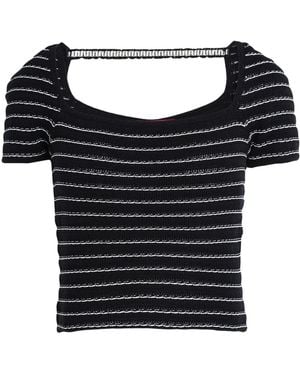 MAX&Co. Striped Cropped Knit Top - Black