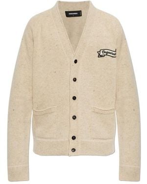 DSquared² Logo-Patch Cardigan - Natural