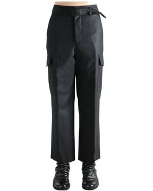 AURALEE Fulling Flannel Cargo Slacks - Black