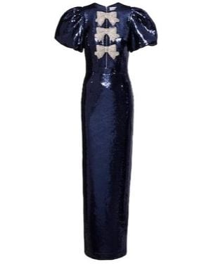 Rebecca Vallance Cressida Puff-Sleve Sequined Gown - Blue