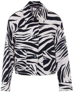 Max Mara Studio Carabo Zebra Printed Jacket - White