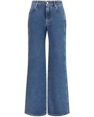 Balmain High-Rise Wide-Leg Jeans - Blue