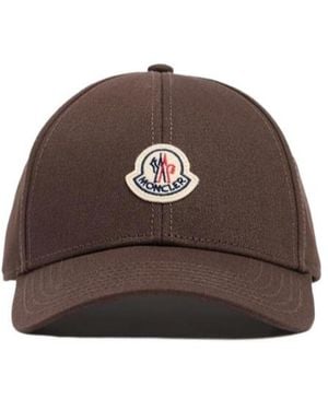 Moncler Logo Cotton Gabardine Baseball Cap - Brown