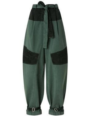 Pinko Paneled Belted Pants - Green
